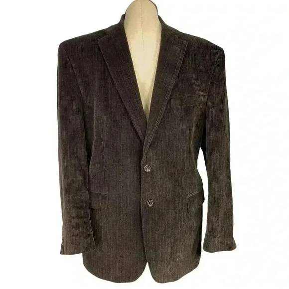 Chaps Blazer Sport Coat Men 42R Brown Corduroy 2 Button Classic Jacket Vented - Picture 1 of 12